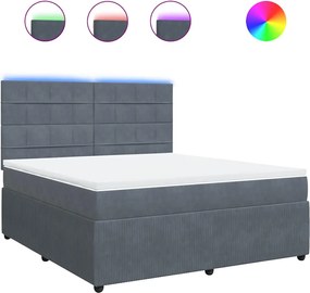 vidaXL Pat box spring cu saltea, gri închis, 180x200 cm, catifea