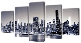 Set de tablouri pânză, monocrom, imprimeu New York Skyline, 100x50 cm