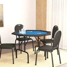 80405 vidaXL Masă de poker pliabilă, 8 jucători, albastru, 108x108x75 cm