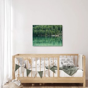 Tablou - Coniferi lângă lac (70x50 cm)