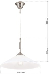 Lustra, Pendul realizat manual ARTDESIGN 40cm, crom satinat/ alb opac