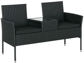 Outsunny Mobilier de Terasa pentru 2 Persoane cu Masa de Ceai