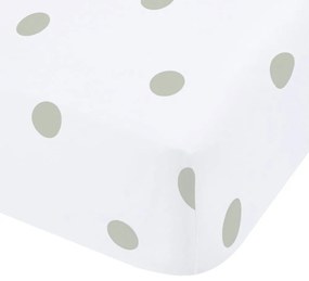 Cearceaf alb-verde din flanelă cu elastic 150x200 cm Polka Dot – Catherine Lansfield
