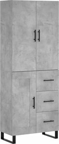 vidaXL Dulap înalt, gri beton, 69,5x34x180, lemn compozit