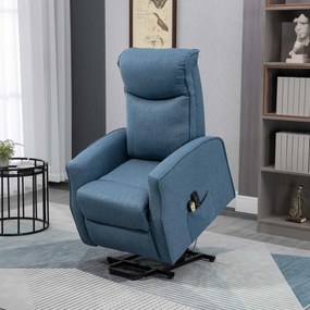 HOMCOM Fotoliu Recliner cu 8 Puncte de Masaj, Rabatabil la 135° cu Suport pentru Picioare, 74,5x87,5x110 cm, Albastru | Aosom Romania