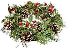 Coroniţă de Crăciun din conuri ILEX SI PĂDUCEL, 28 cm