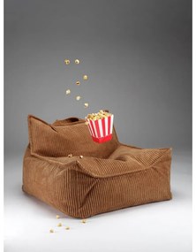 Fotoliu puf pentru copii maro cu tapițerie din catifea reiată Chair – Wigiwama