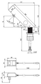 Baterie lavoar cu senzor, culoare otel slefuit, alimentare retea 230 6V, control temperatura, Deante Sense