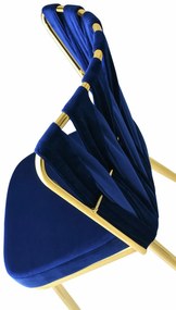 Set de scaune de sufragerie Kusakli Navy Blue andGold, 4 buc.
