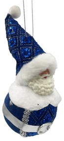 Ornament brad Quiet Santa 6x14cm, Albastru