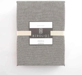 LENJERIE DE PAT NATURAL STRIPES, 2 PERSOANE, CEARCEAF PAT 240X260 CM, HUSA PILOTA 200X220 CM, 2 FETE PERNA 50X70 CM, 100% BUMBAC CU ASPECT DE IN, SISTEM INCHIDERE NASTURI, GRI/ALB