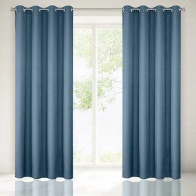 Draperie albastru închis cu inele metalice 140 x 250 cm