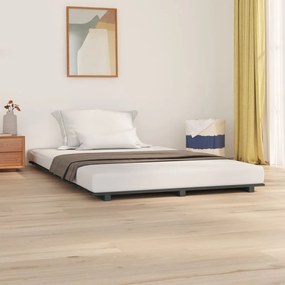 824610 vidaXL Cadru de pat, gri, 135x190 cm, lemn masiv de pin