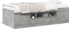 vidaXL Pat de zi cu sertare fără saltea, gri beton, 90x190 cm