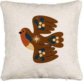 Perna Decorativa Canapea, Model Pasare, 40x40 cm, Bej Canapea, Husa Detasabila, Perna Inclusa, BEKZ®