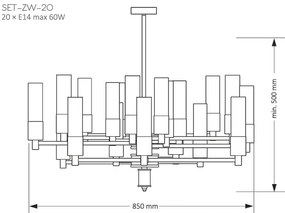Candelabru modern realizat manual din alama Seti 20L