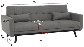 Canapea extensibila Culoare Gri, ARKADIA