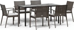 vidaXL Set mobilier de grădină cu perne, 7 piese, poliratan și oțel