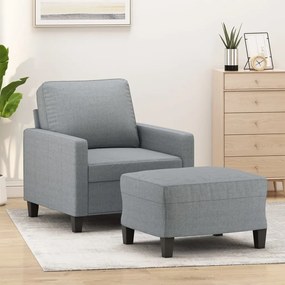 vidaXL Fotoliu canapea cu taburet, gri deschis, 60 cm, textil
