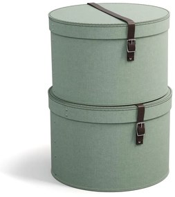 Cutii de depozitare verde-mentă 2 buc. din carton cu capac ø 37,5x25,5 cm Rut – Bigso Box of Sweden
