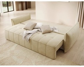 Canapea bej extensibilă/cu spațiu de depozitare cu tapițerie din catifea 242 cm Weltton – ELTAP