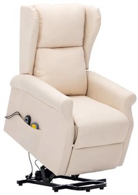 289749 vidaXL Fotoliu de masaj cu ridicare pe verticală, crem, textil