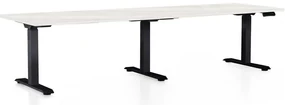 Masă înălțime reglabilă OfficeTech Long, 260 x 80 cm, picioare negre, frasin alb