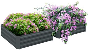 Outsunny Lot de 2 grădini pătrate de grădină dimensiune 100L x 100l x 30H cm oțel ondulat verde | Aosom Romania