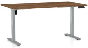 Masă înălțime reglabilă OfficeTech B, 160 x 80 cm, picioare gri, stejar silverjack