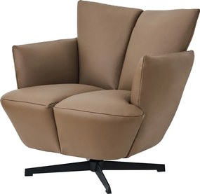 Fotoliu Accent Pivotant 360° – Design Modern, Bază Metalică Neagră, Tapițerie PU Premium, Maro