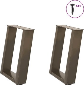 vidaXL Picioare pentru măsuță de cafea în formă de U, 2 buc., oțel natural, 38x(42-43) cm