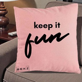 Perna Decorativa Keep It Fun, 40x40 cm, Roz, Husa Detasabila, Perna Inclusa, BEKZ®
