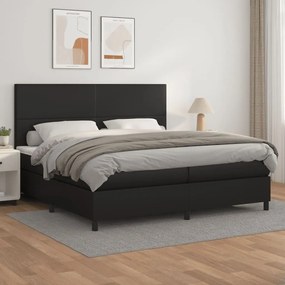 3142743 vidaXL Pat box spring cu saltea, negru, 200x200 cm, piele ecologică