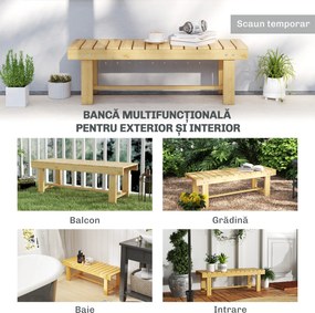 Outsunny Banca de Exterior Impermeabila 2 Locuri din Lemn de Brad 110x38x35cm
