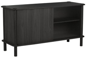 Vitrină neagră din lemn de stejar cu ușă glisantă 135x73,5x48 cm Italic – UMAGE