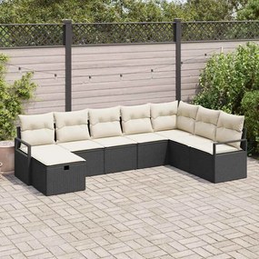 vidaXL Set de canapele pentru grădină 8 pcs Negru Rattan poli