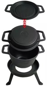 Vas de gatit din fonta 3 in 1 Kinghoff KH 1733, Vanatoresc, 8 L, Emailat, Negru