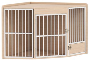 PawHut Cușcă de colț pentru câine, masă auxiliară, cu ușiță rotativă, pentru câini mici și mijlocii 113 x 80 x 64 cm, stejar | Aosom Romania