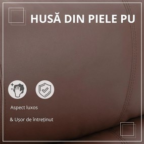 Fotoliu Relax Manual cu Spatar Rabatabil si Taburet din Piele Sintetica Maro HOMCOM | Aosom Romania