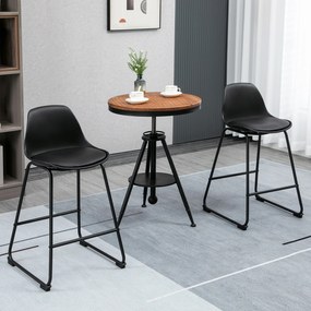 Scaune de bar, set din 2 piese cu scaun tapitat cu Protectie anti-alunecare, PU si otel, 43x43x97,5cm, negru HOMCOM | Aosom RO