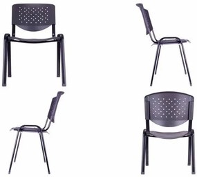 Set de scaune stivuibile - 4 buc, negru