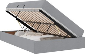 vidaXL Pat cu saltea și spațiu de depozitare Gri deschis 120 x 190 cm