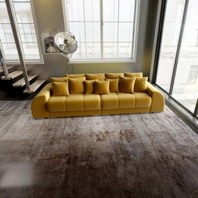 Canapea extensibilă dumonde cu 2 lăzi de depozitare si sezut confortabil din spuma high-density, Verona Royal Mustar 310x100 cm