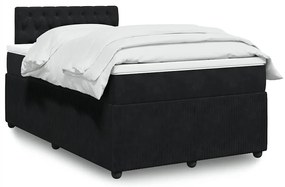 vidaXL Pat box spring cu saltea, negru, 120x190 cm, catifea