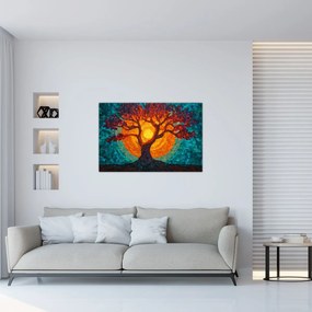 Tablou - Arborele vieții și soarele în mozaic (90x60 cm)