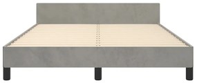 Cadru de pat cu tablie, gri deschis, 140x200 cm, catifea Gri deschis, 140 x 200 cm, Design simplu