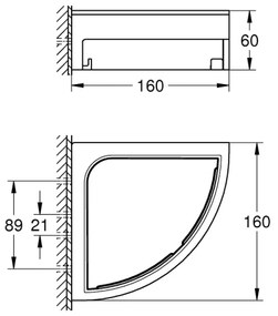 GROHE 411062430 - Poliță de colț pentru duș ESSENTIALS 250 × 250 mm, neagră