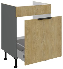 Dulap inferior de bucătărie pod drez Carminia 60 ZL 1S BB PREMIUM BOX (stejar cremona + antracit). 1127917