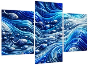 Tablou – Pești în valuri (90x60 cm)