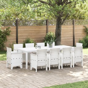 vidaXL Set de dining pentru grădină 11 pcs Alb 250 x 100 x 73 cm